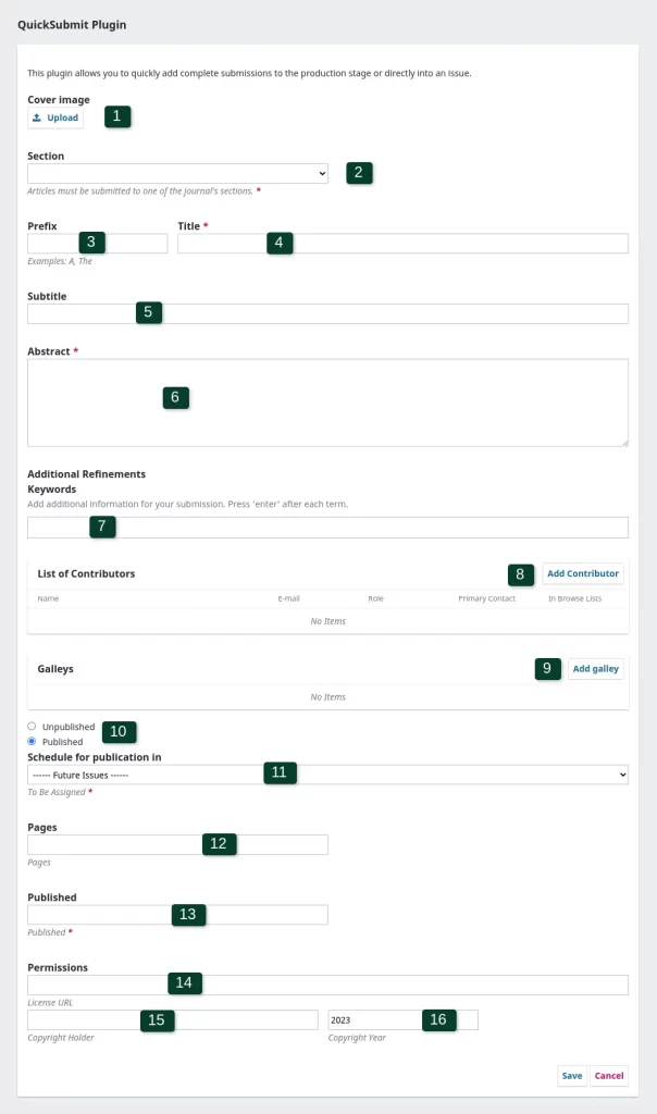 Source: OJS Dashboard (All Fields of Quick Submit Plugin)