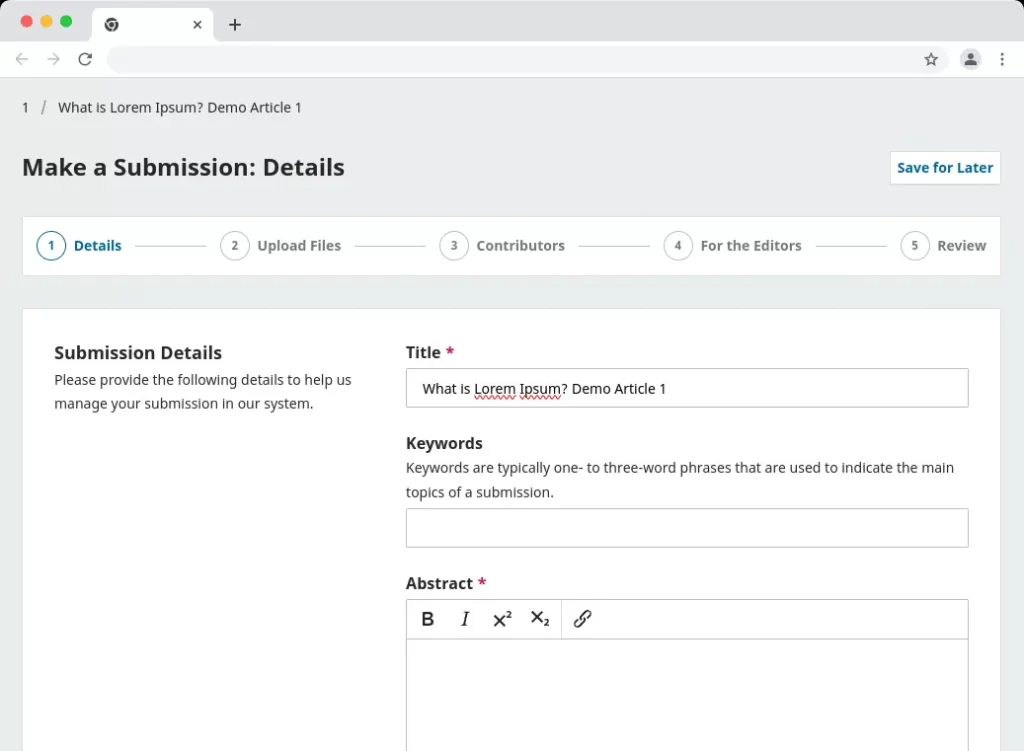 A new and improved submission wizard on OJS 3.4